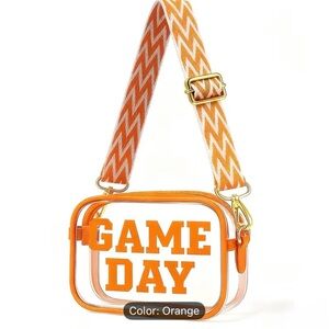 Orange Game Day Clear Crossbody Bag